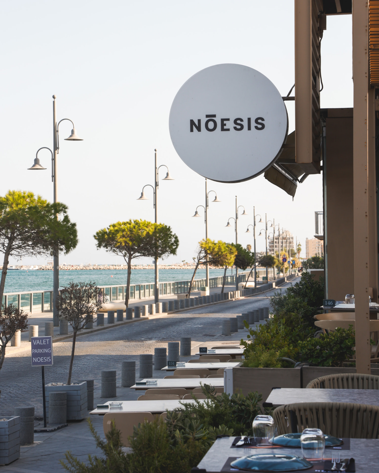 Nōesis restaurant and its seafront terrace on the Piale Pasha promenade